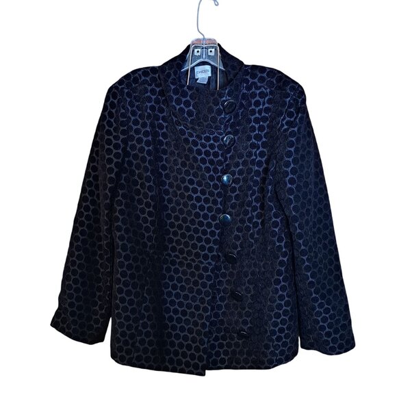 Chico's jacquard dotted black blazer jacket accent buttons - Picture 1 of 8